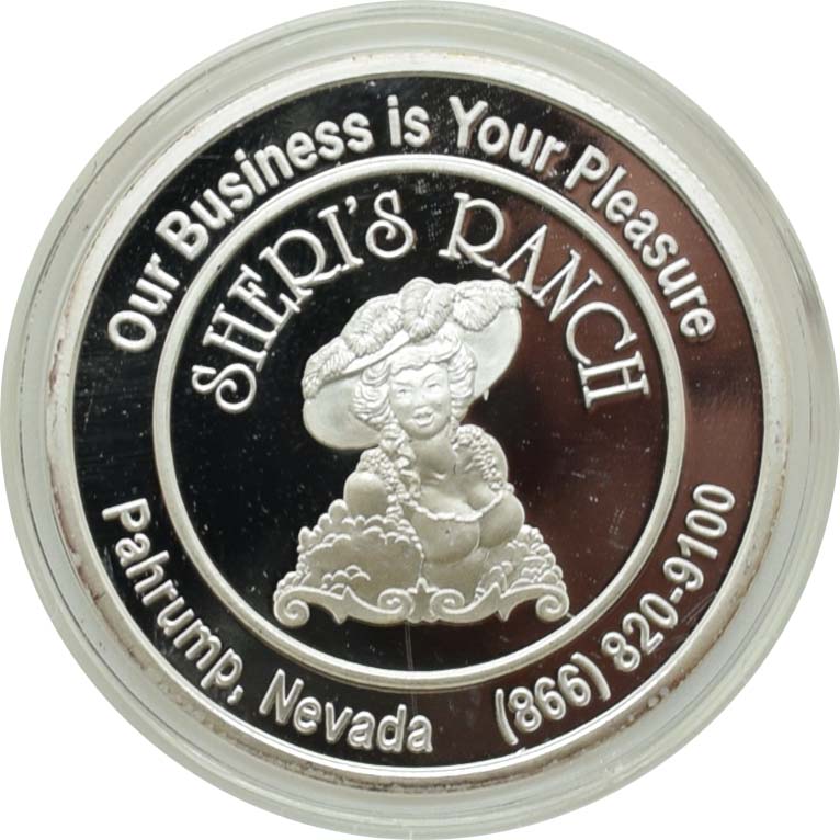 Sheri's Ranch Brothel Pahrump Nevada .999 Silver Clad "Miss St. Patricks" Silver State Token