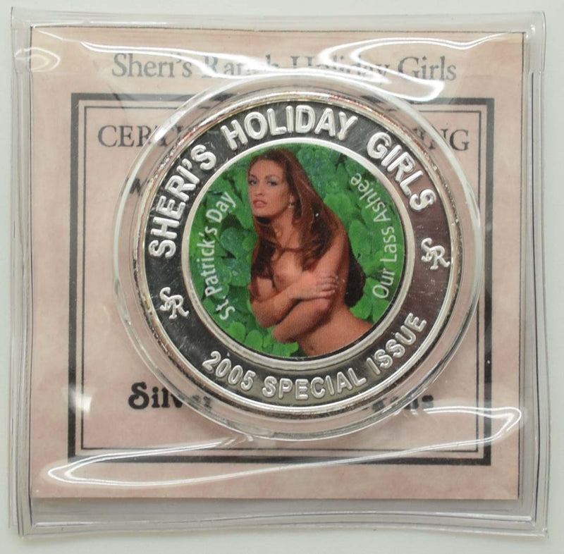 Sheri's Ranch Brothel Pahrump Nevada .999 Silver Clad "Miss St. Patricks" Silver State Token