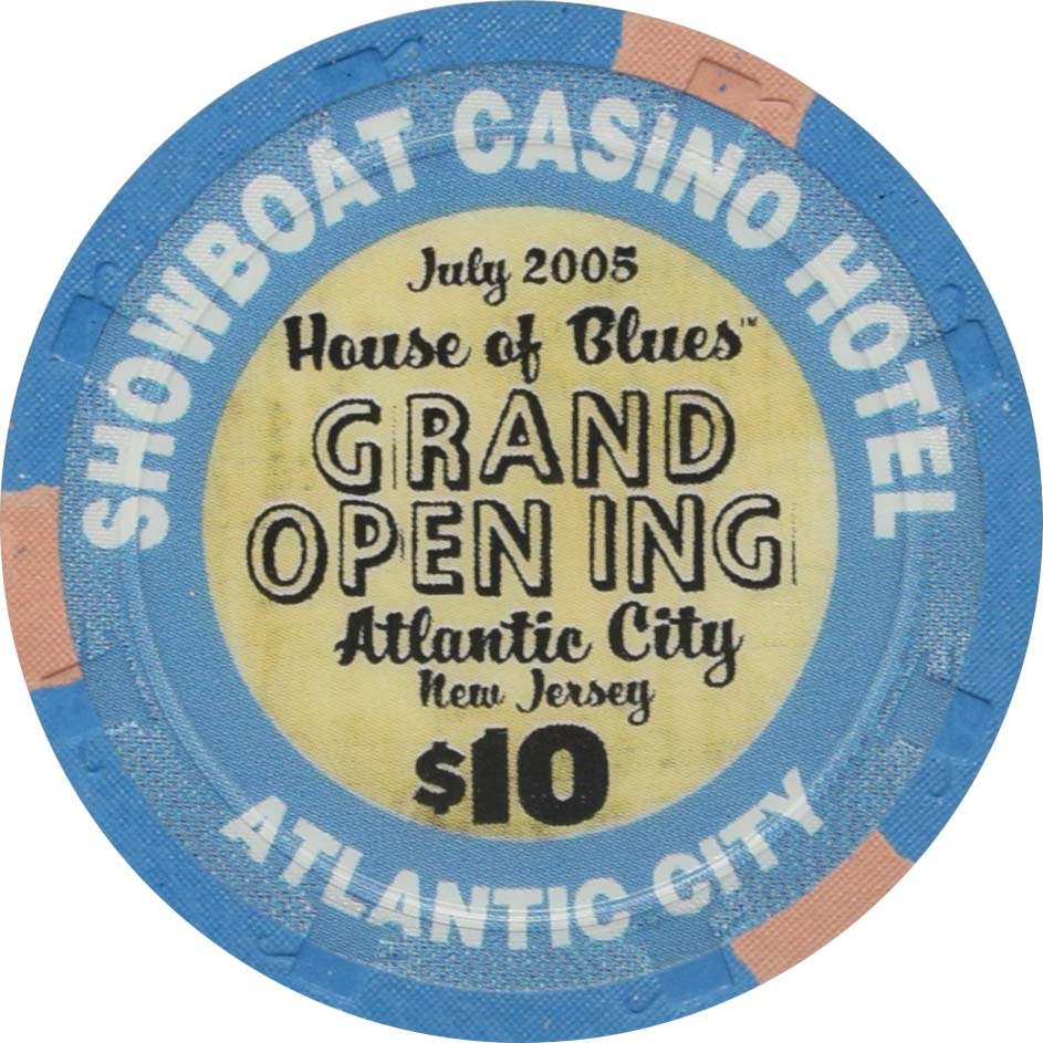 Showboat Casino Atlantic City New Jersey $10 House of Blues Grand Opening Chip