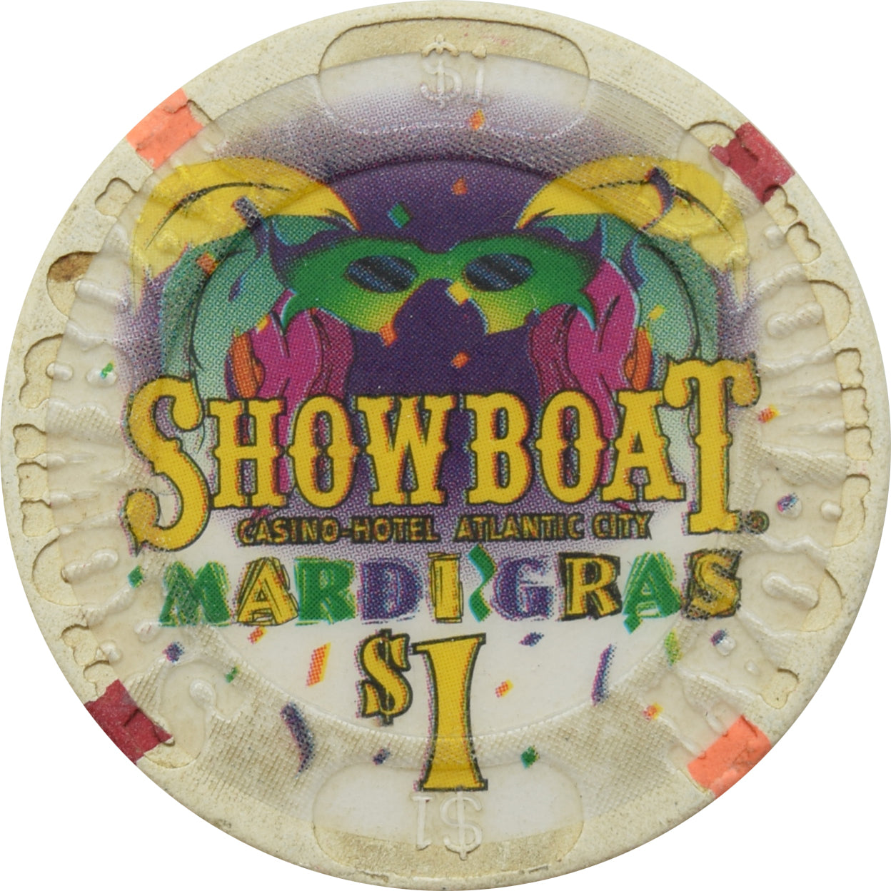 Showboat Casino Atlantic City NJ $1 Chip (Large Inlay)