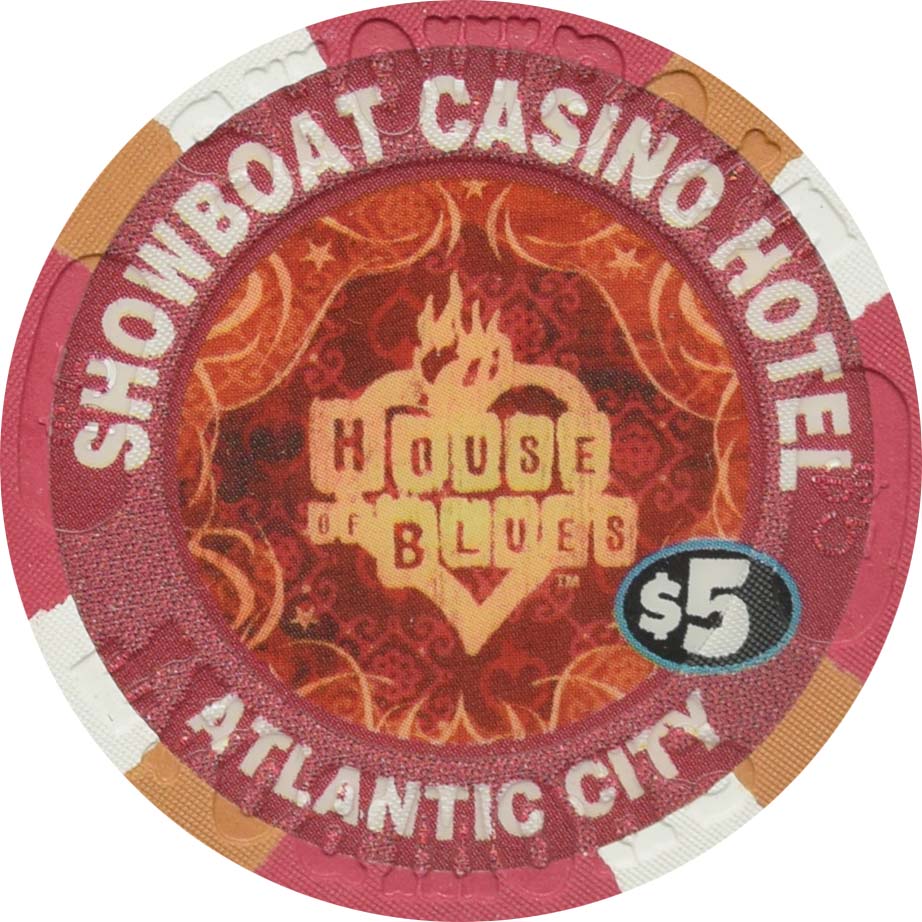 Showboat Casino Atlantic City New Jersey $5 House of Blues Grand Opening Chip