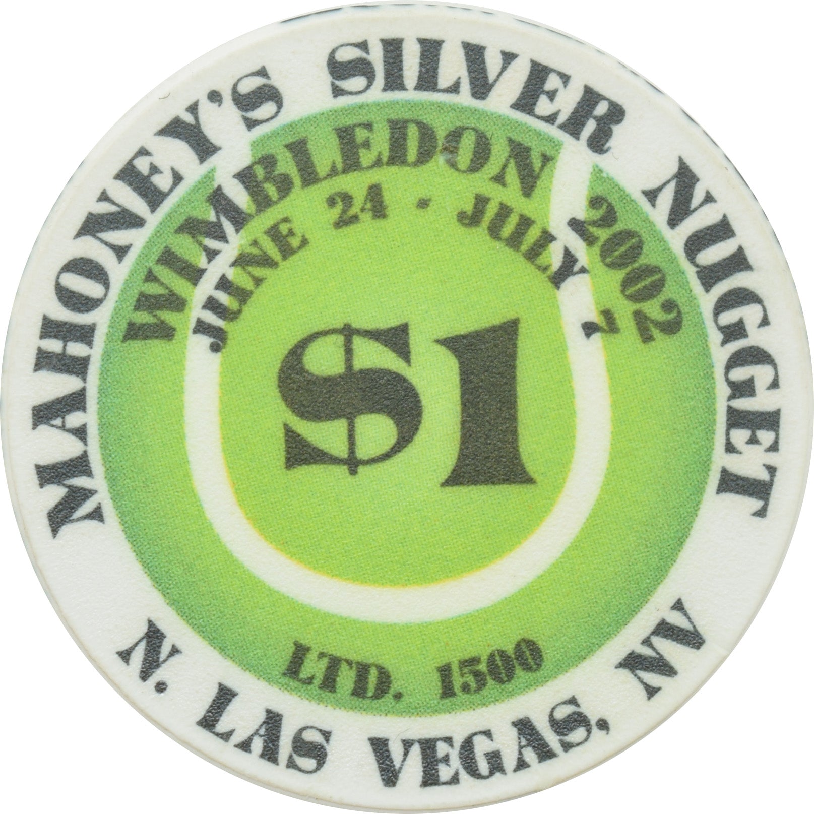 Mahoney's Silver Nugget Casino N. Las Vegas Nevada $1 Wimbledon Chip 2002