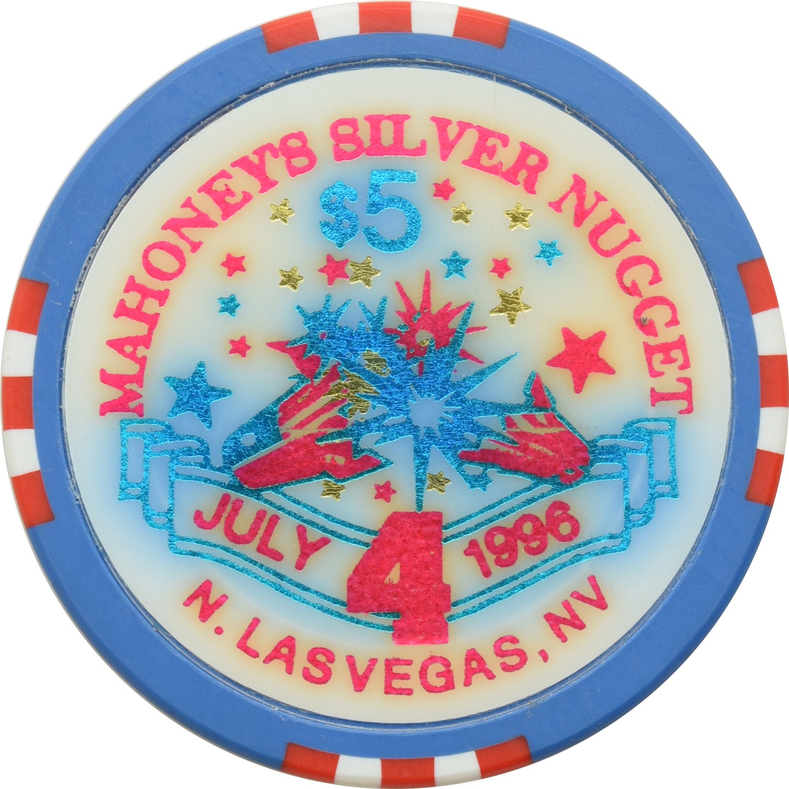 Mahoney's Silver Nugget Casino N. Las Vegas Nevada $5 4th of July Chip 1996