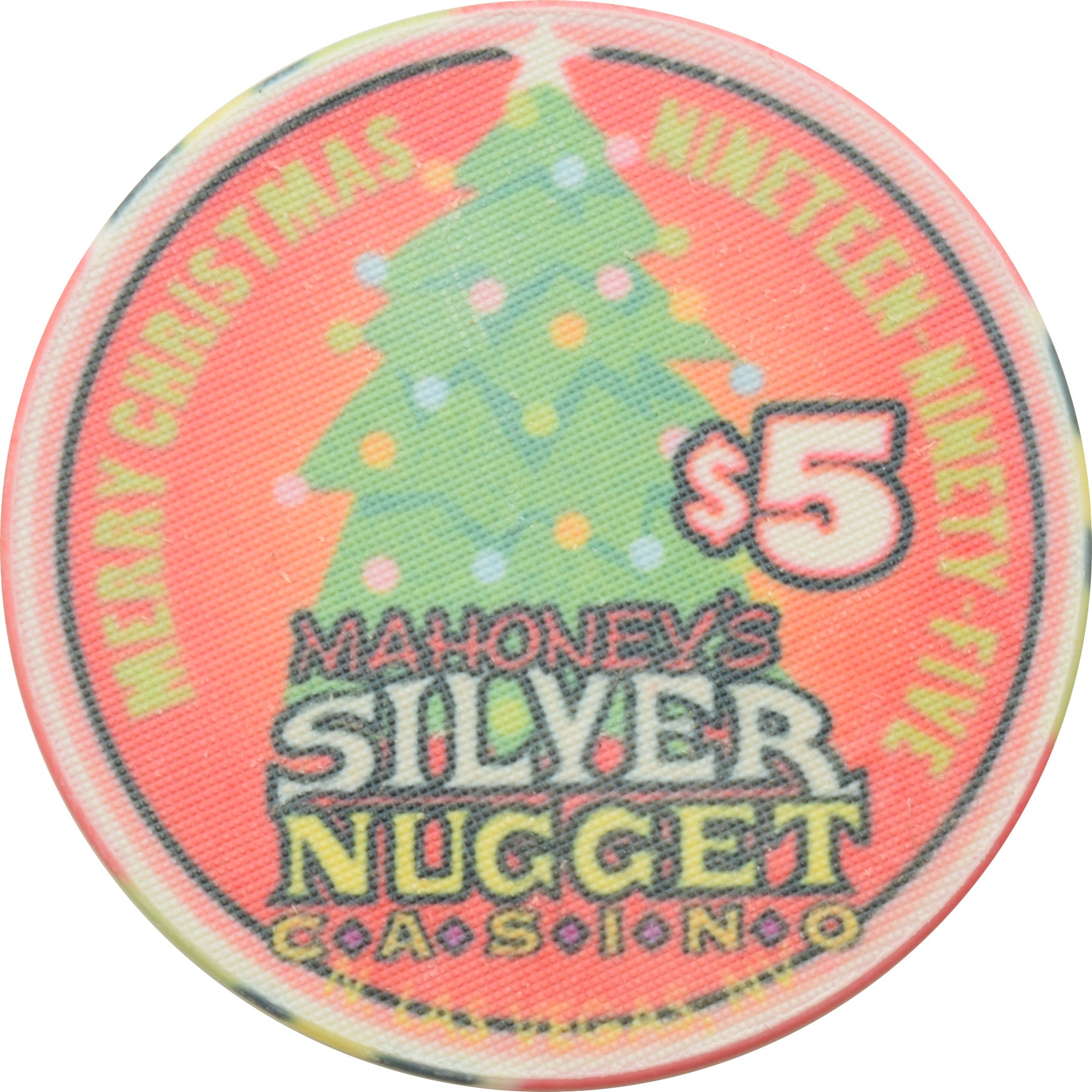 Mahoney's Silver Nugget Casino N. Las Vegas Nevada $5 Christmas Chip 1995