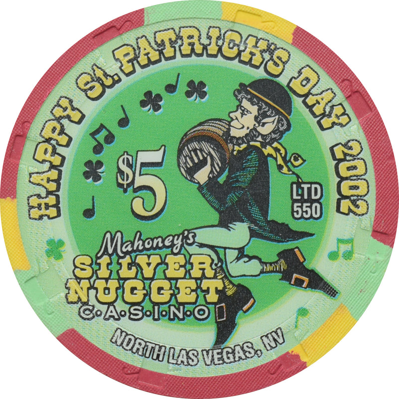 Mahoney's Silver Nugget Casino N. Las Vegas Nevada $5 St. Patrick's Day Chip 2002