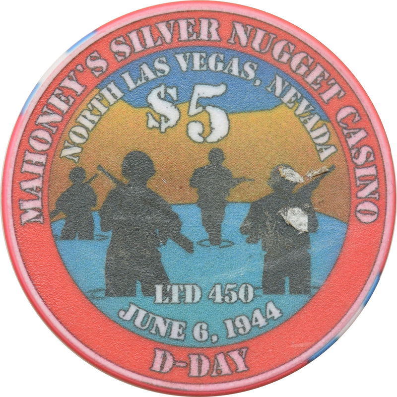 Mahoney's Silver Nugget Casino N. Las Vegas Nevada $5 D Day Chip 2002