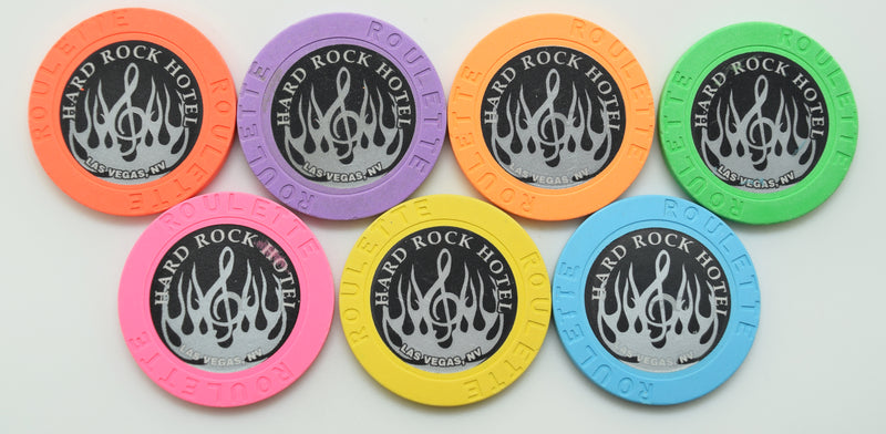 Hard Rock Casino Las Vegas Nevada Silver Flame Roulette Chip Set 2000