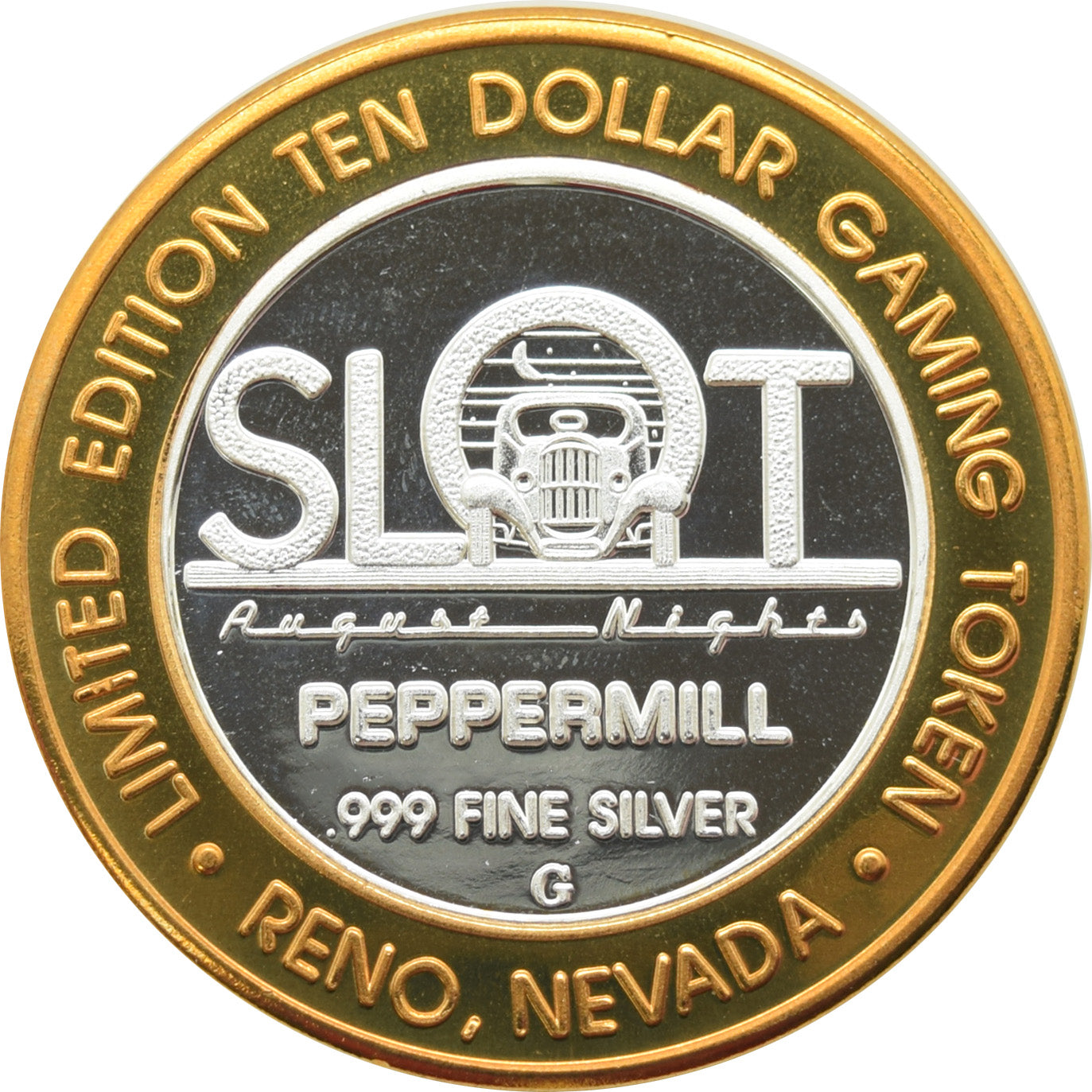 Peppermill Casino Reno "Slot August Nights" $10 Silver Strike .999 Fine Silver 1998