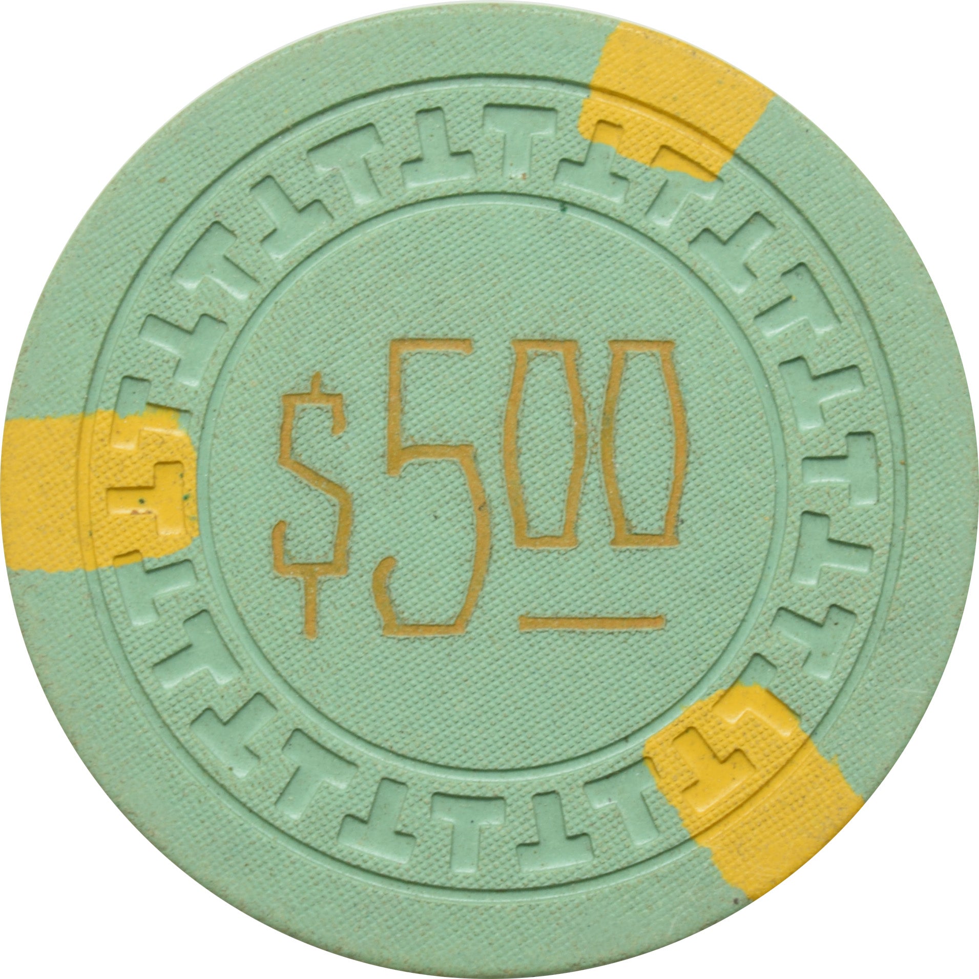 Southern Club Illegal Casino Hot Springs Arkansas $5 Chip Green with Yellow Edgespots