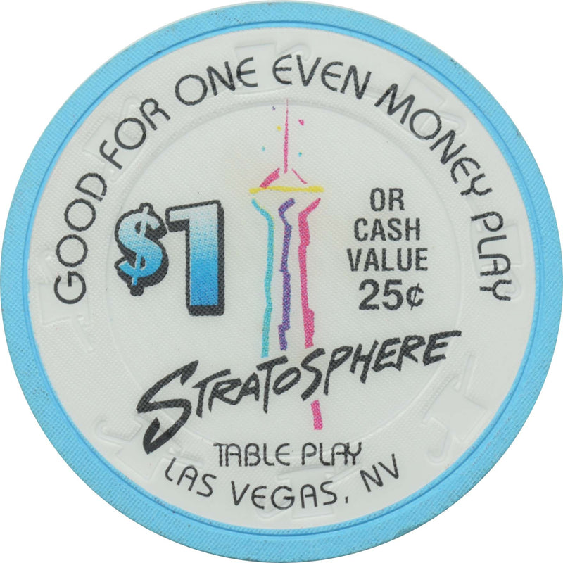 Stratosphere Casino Las Vegas Nevada $1 Even Money Play Chip 1996