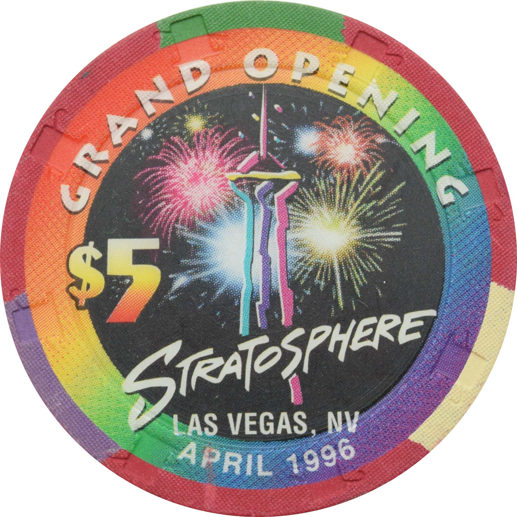 Stratosphere Casino Las Vegas Nevada $5 Grand Opening Chip 1996