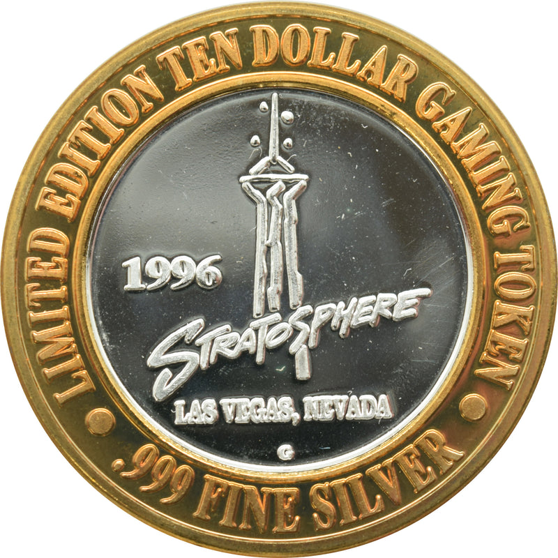 Stratosphere Casino Las Vegas "Grand Opening, April 1996" $10 Silver Strike .999 Fine Silver 1996