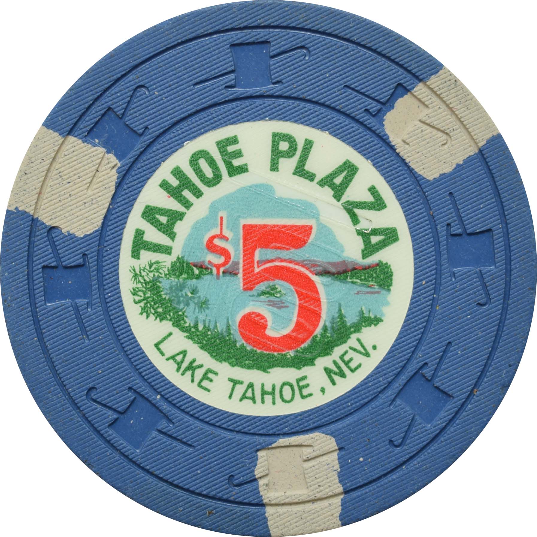 Tahoe Plaza Casino Lake Tahoe Nevada $5 Chip 1960