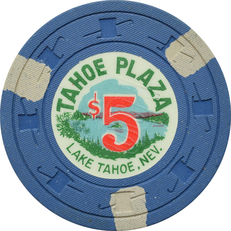 Tahoe Plaza Casino Lake Tahoe Nevada $5 Chip 1960