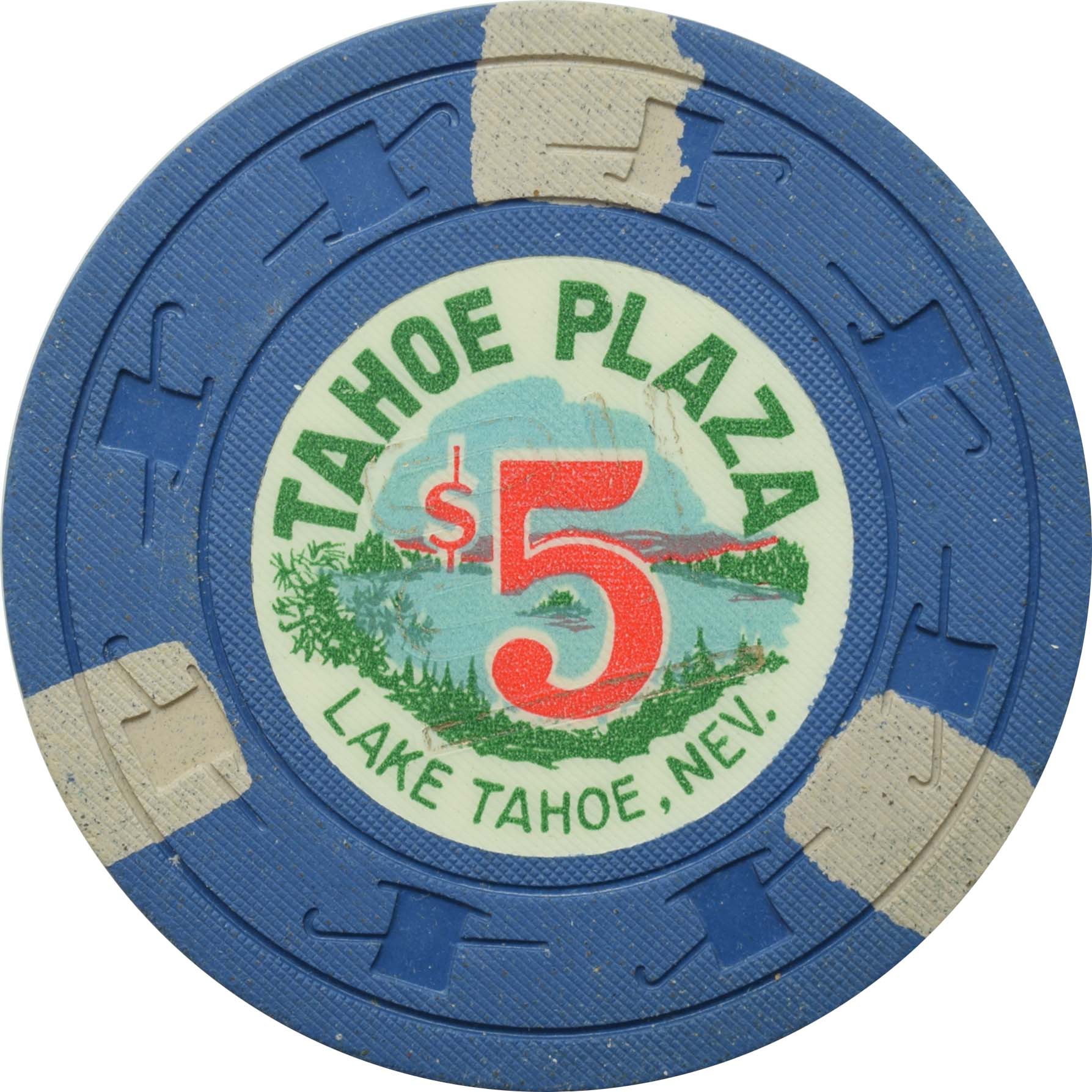 Tahoe Plaza Casino Lake Tahoe Nevada $5 Chip 1960