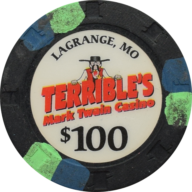 Terrible's Mark Twain Casino La Grange Missouri $100 Primary Chip