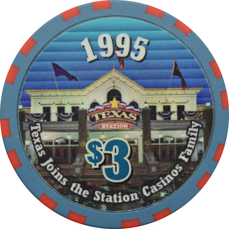 Texas Station Casino N. Las Vegas Nevada $3 Chip 2001