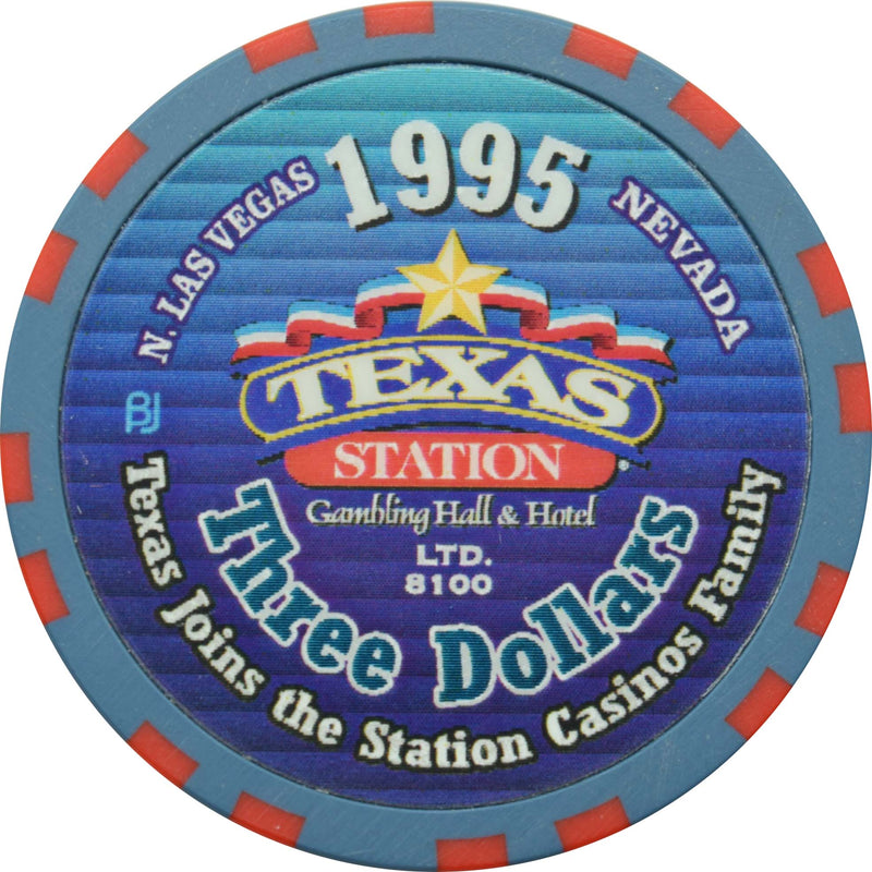 Texas Station Casino N. Las Vegas Nevada $3 Chip 2001