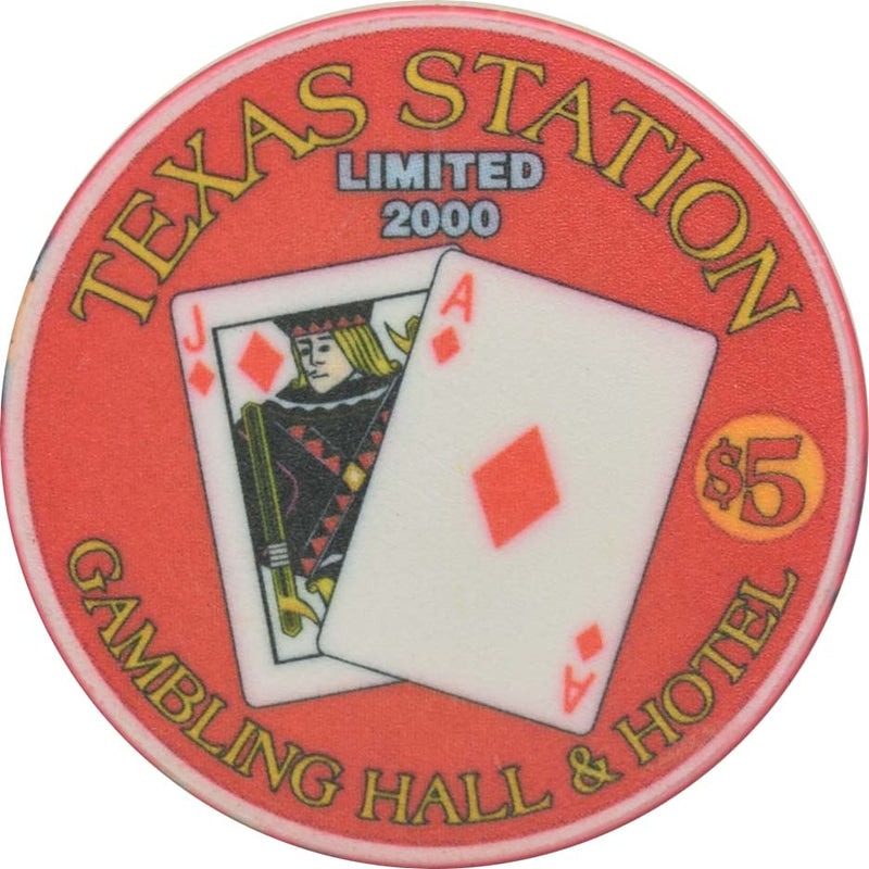 Texas Station Casino North Las Vegas Nevada $5 Blackjack Chip 1995