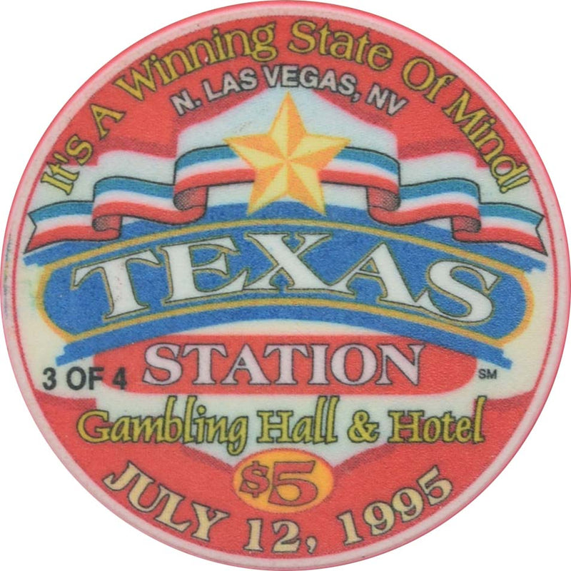 Texas Station Casino North Las Vegas Nevada $5 Blackjack Chip 1995