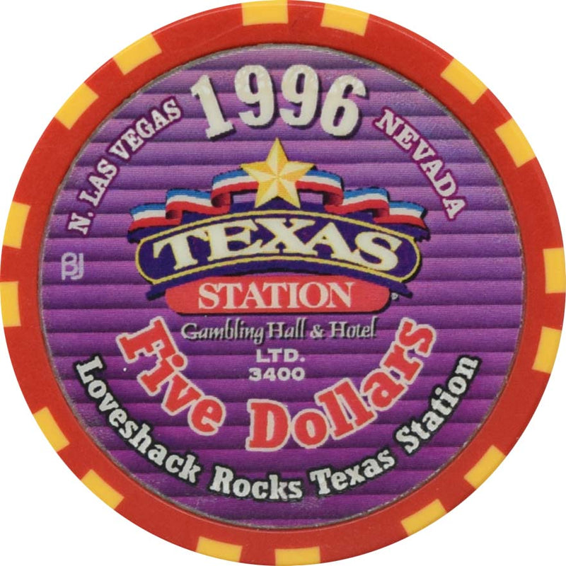 Texas Station Casino North Las Vegas Nevada $5 Love Shack Chip 1996