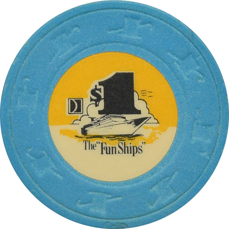 The FunShips Cruise Lines $1 Yellow Sky Chip