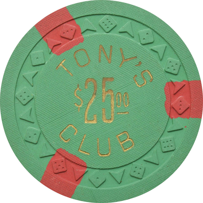 Tony's Club Casino Lake Tahoe Nevada $25 Chip 1954