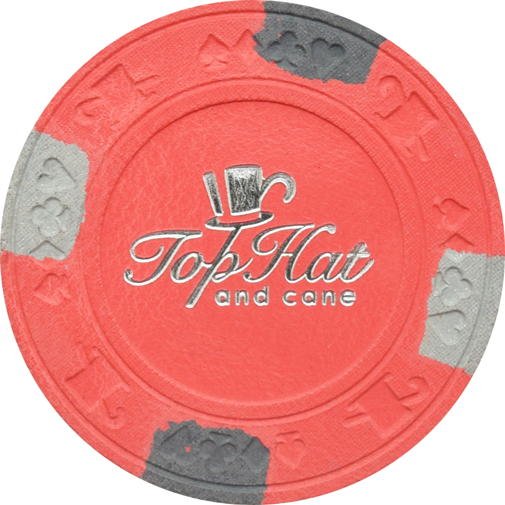 Top Hat and Cane (WTHC) Silver Hot Stamped Red Chip