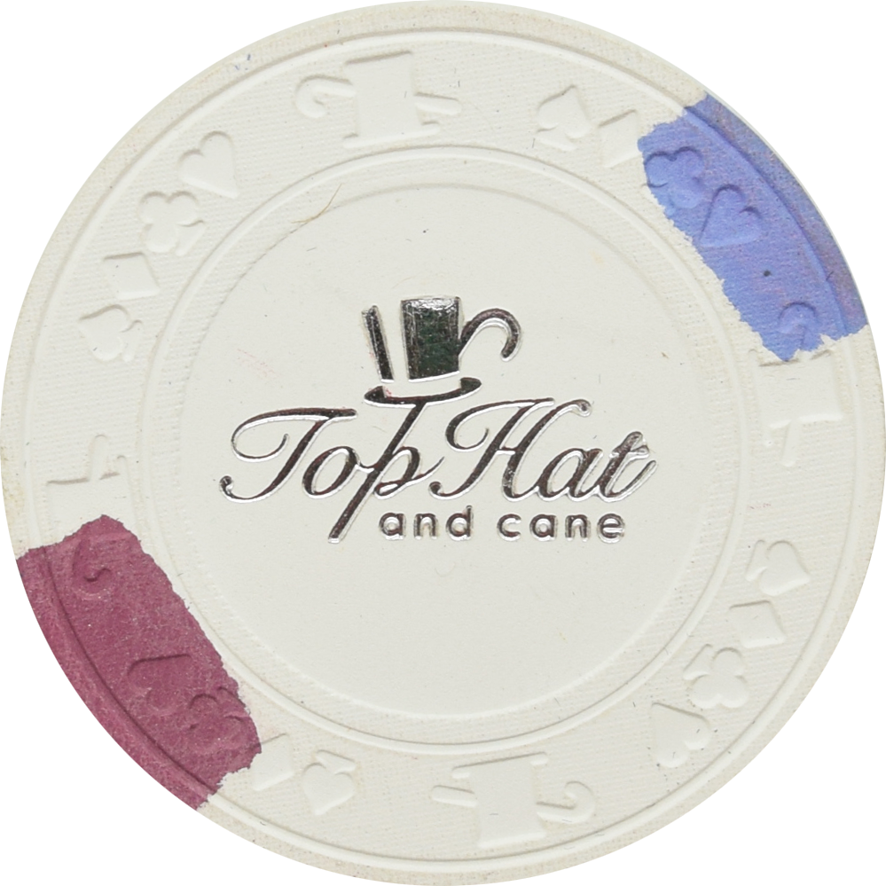 Top Hat and Cane (WTHC) Silver Hot Stamped White Chip