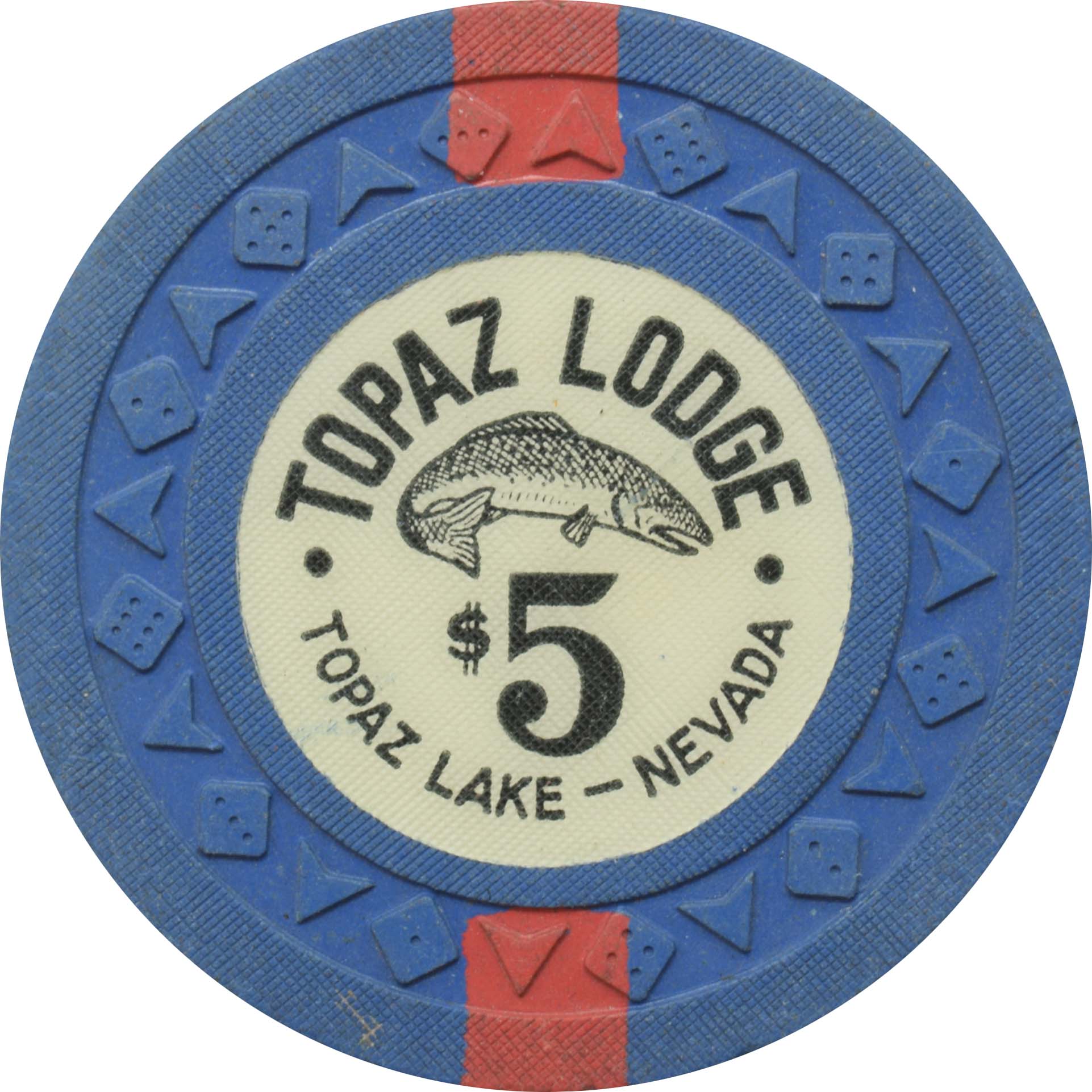 Topaz Lodge Casino Gardnerville Nevada $5 Chip 1953