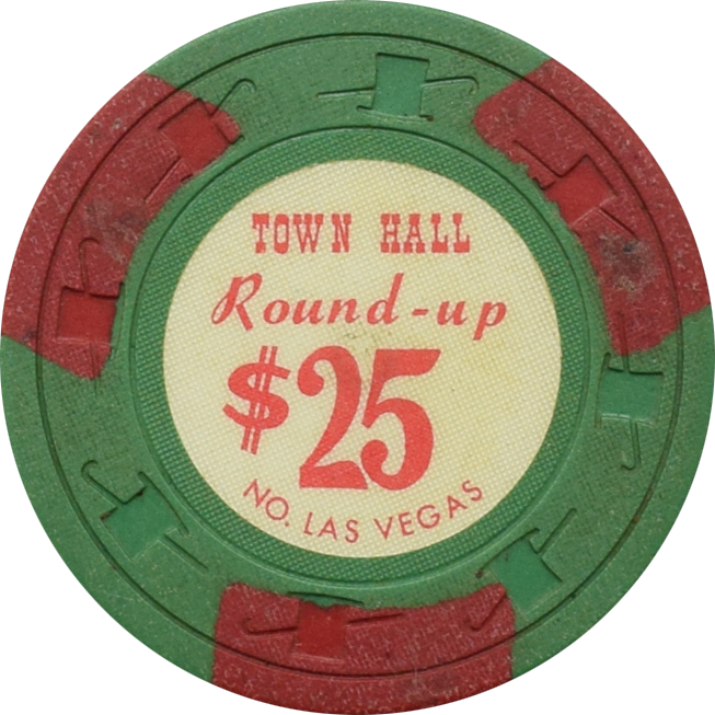 Town Hall Round-Up Casino N. Las Vegas Nevada $25 Chip 1962