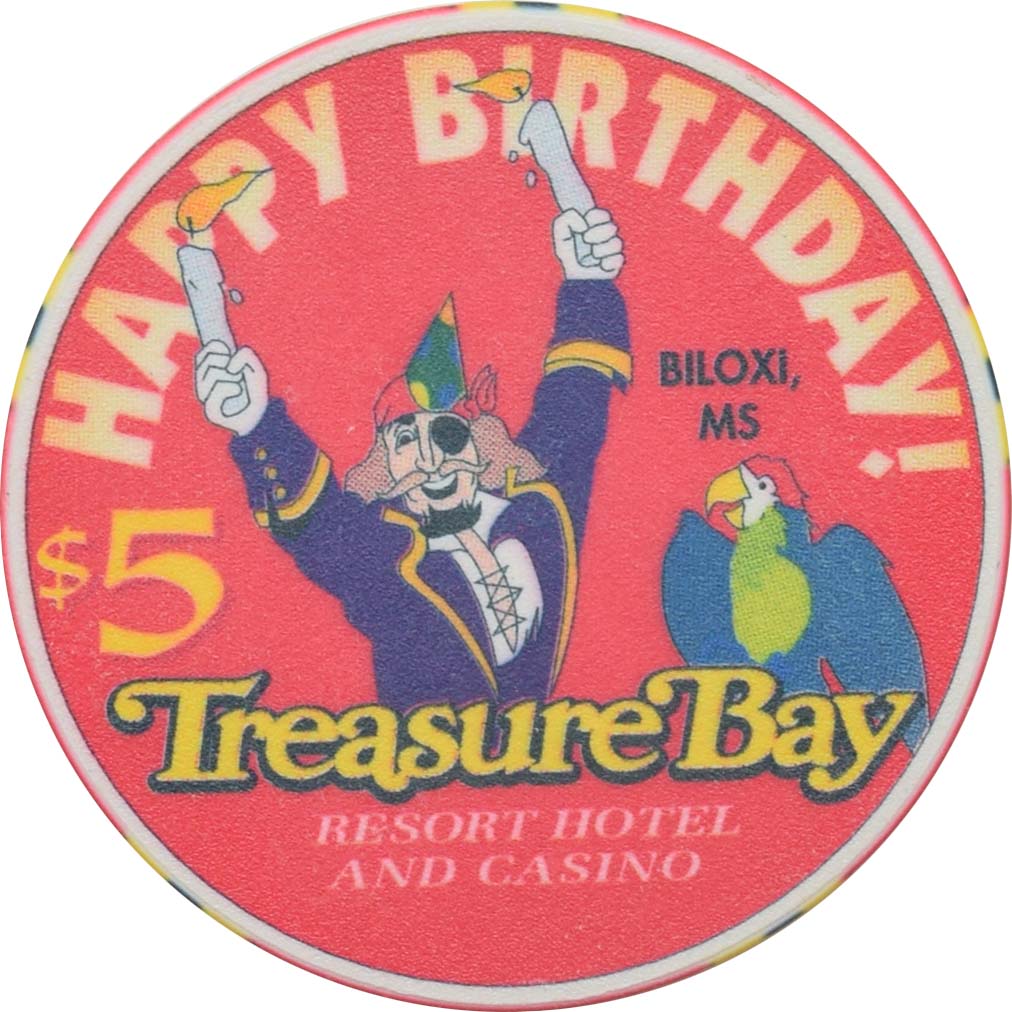 Treasure Bay Casino Biloxi Mississippi $5 Happy Birthday Chip