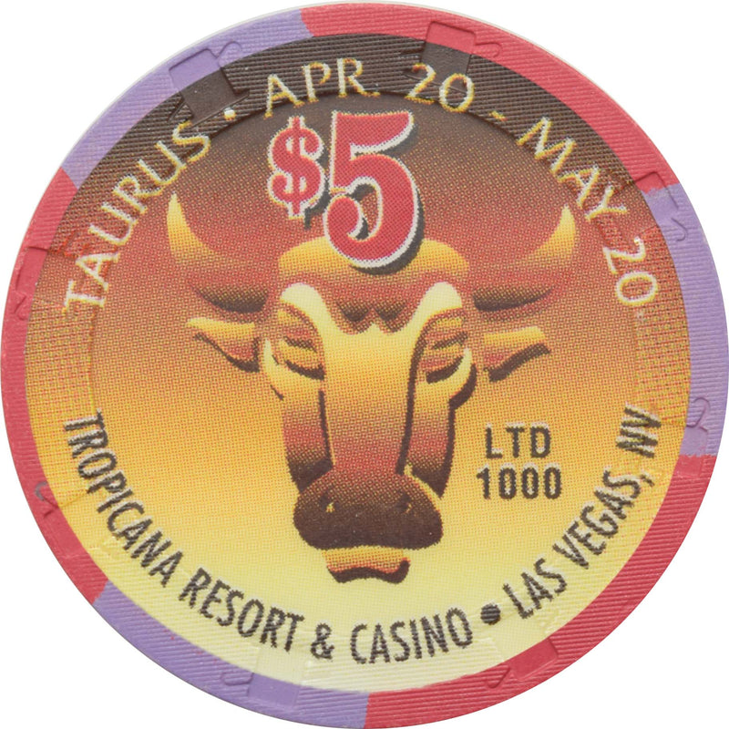 Tropicana Casino Las Vegas Nevada $5 Zodiac Series - Taurus Chip 1998