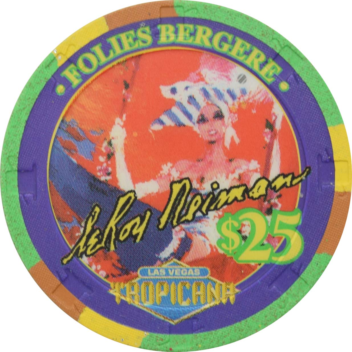 Tropicana Casino Las Vegas Nevada $25 Folies Bergere Leroy Neiman Chip 1999