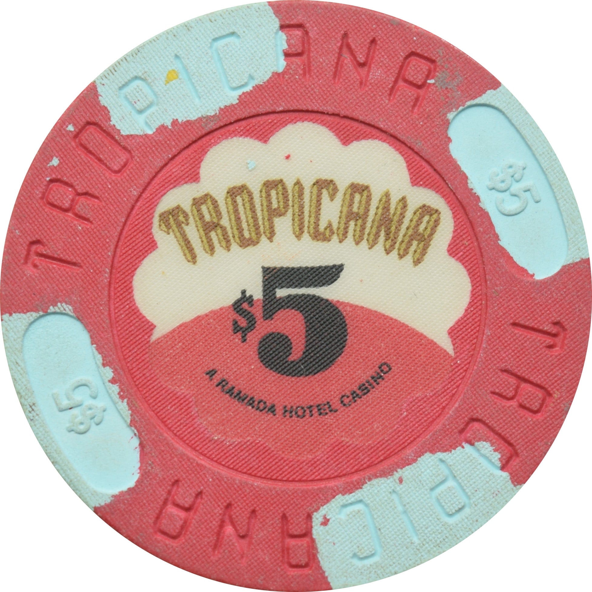 Tropicana Casino Atlantic City New Jersey $5 Blue Edge Spots Chip