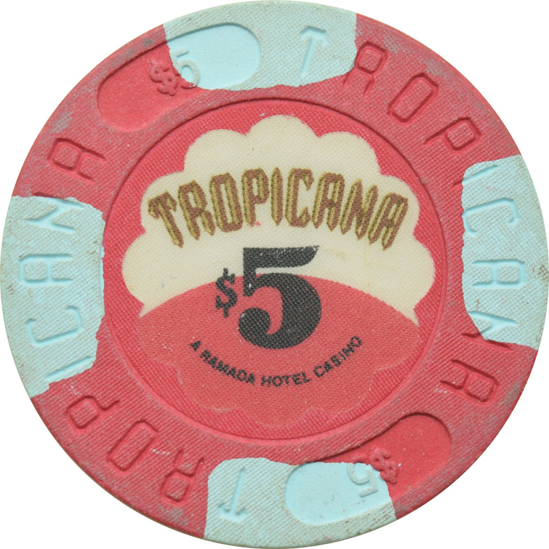 Tropicana Casino Atlantic City New Jersey $5 Blue Edge Spots Chip