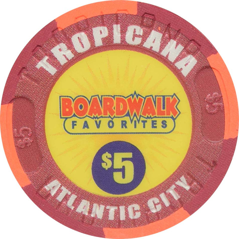 Tropicana Casino Atlantic City New Jersey $5 Boardwalk Favorites Chip