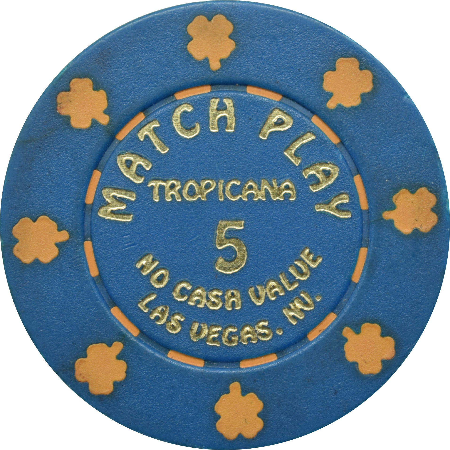 Tropicana Casino Las Vegas Nevada $5 Match Play NCV Navy Chip 1992