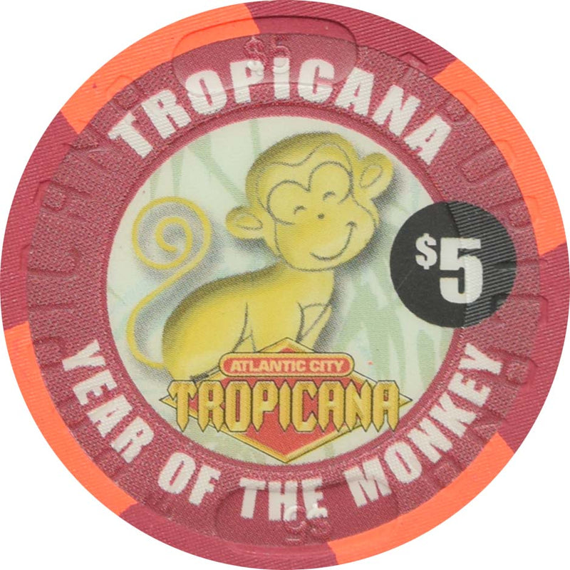 Tropicana Casino Atlantic City New Jersey $5 Year of the Monkey Chip 2004