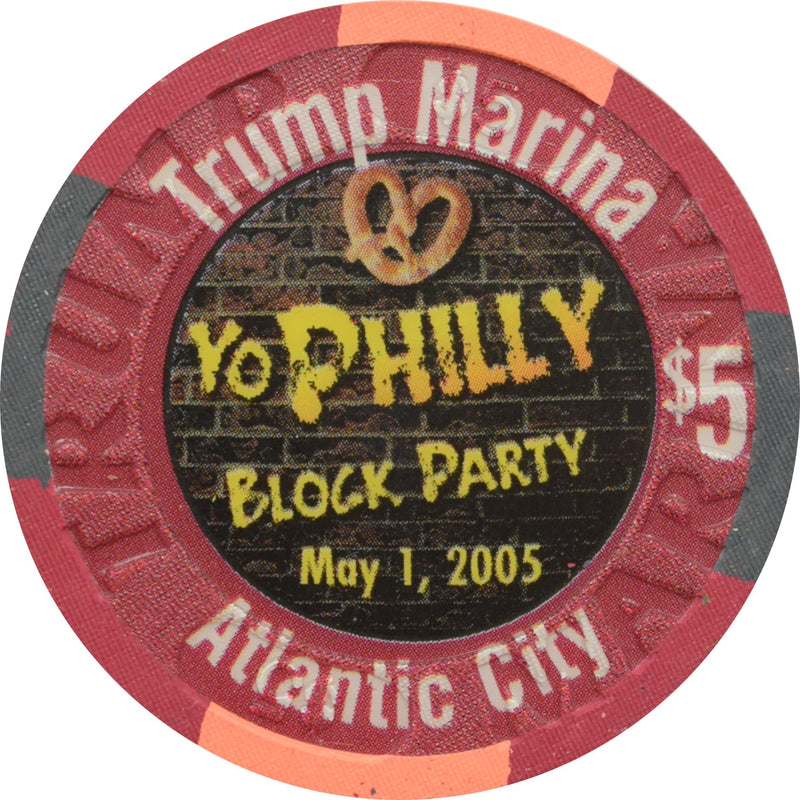 Trump Marina Casino $5 Chip Atlantic City New Jersey Jerry Blavat Yo Philly Block Party