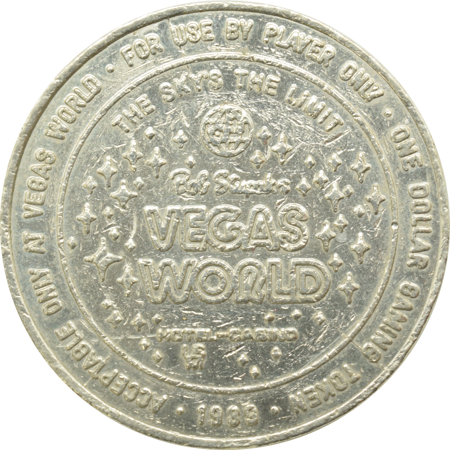 Vegas World Casino Las Vegas Nevada $1 Token 1989