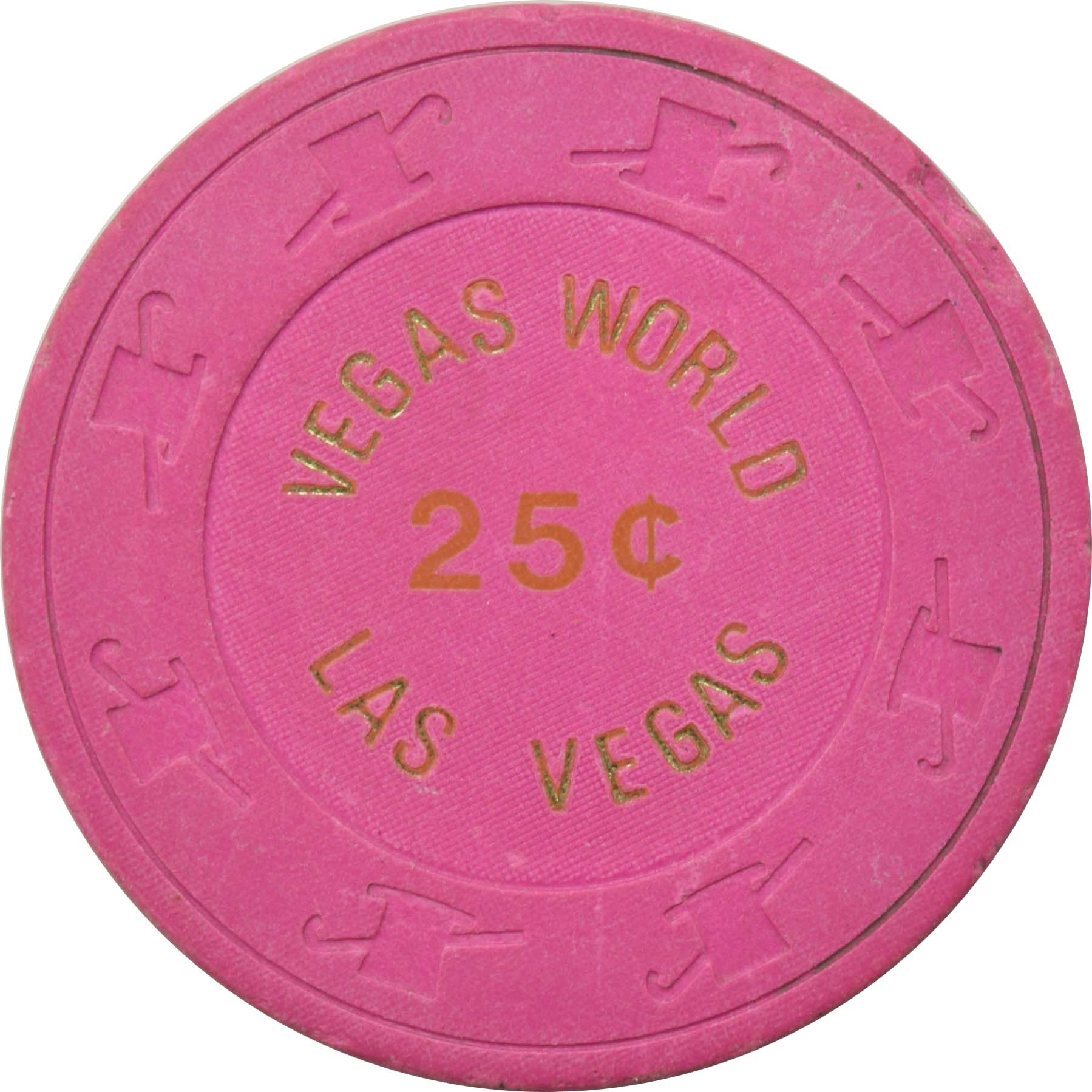 Vegas World Casino Las Vegas Nevada 25 Cent Small Text Chip 1980s