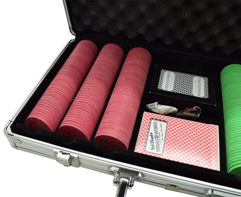 300 Vegas World Casino Las Vegas Nevada Tournament NCV Chip Set W/ Aluminum Case and Cards