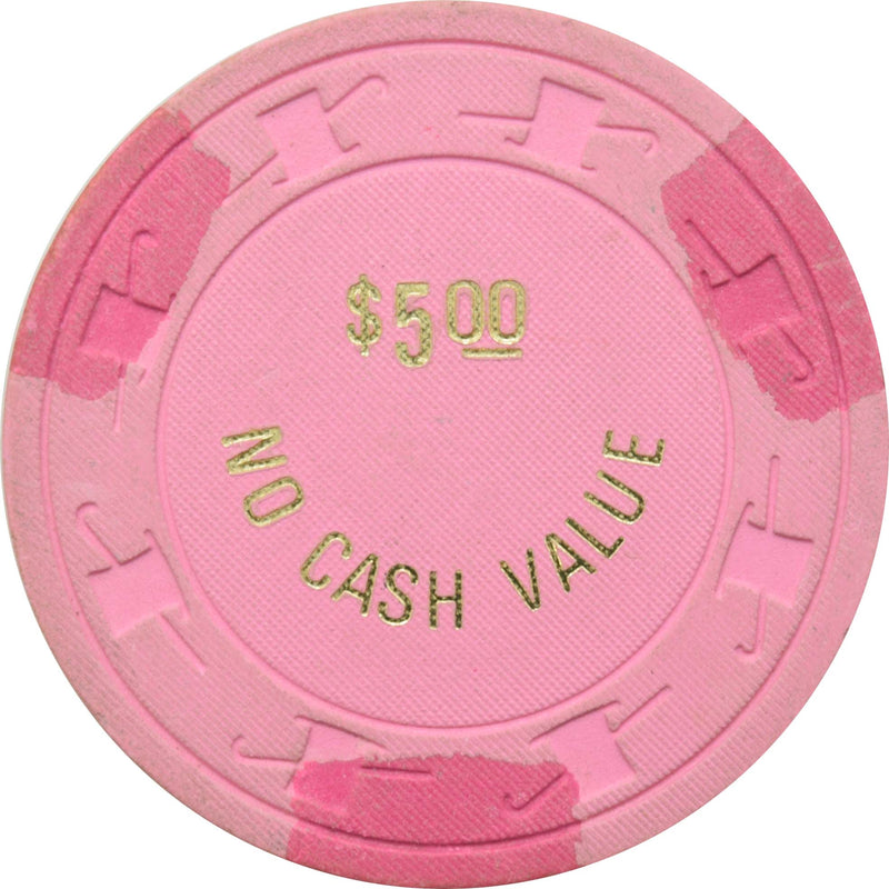 Vegas World Casino Las Vegas Nevada Lt. Pink $5 No Cash Value Chip 1980s