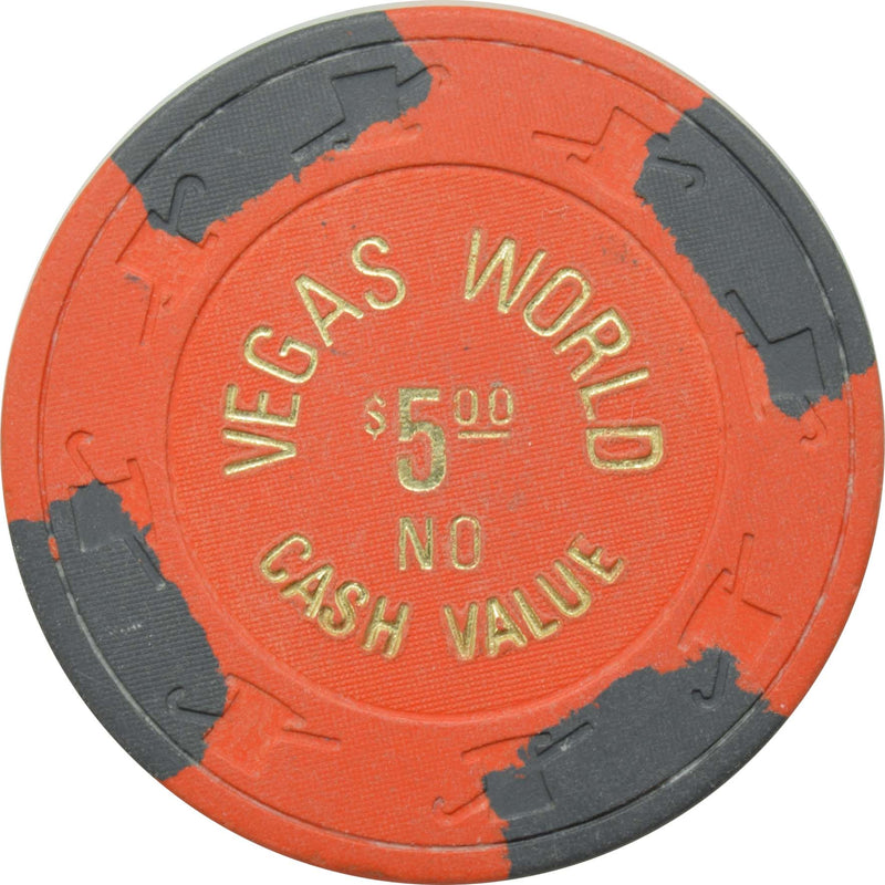 Vegas World Casino Las Vegas Nevada $5 NCV Good For One Play Chip 1980s