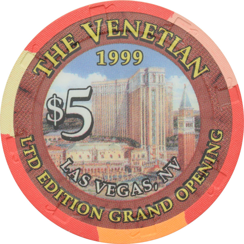 The Venetian Casino Las Vegas Nevada $5 Grand Opening Chip 1999