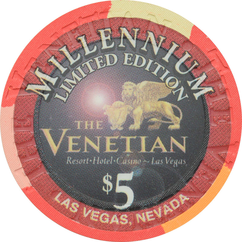 The Venetian Casino Las Vegas Nevada $5 Millennium Chip 1999