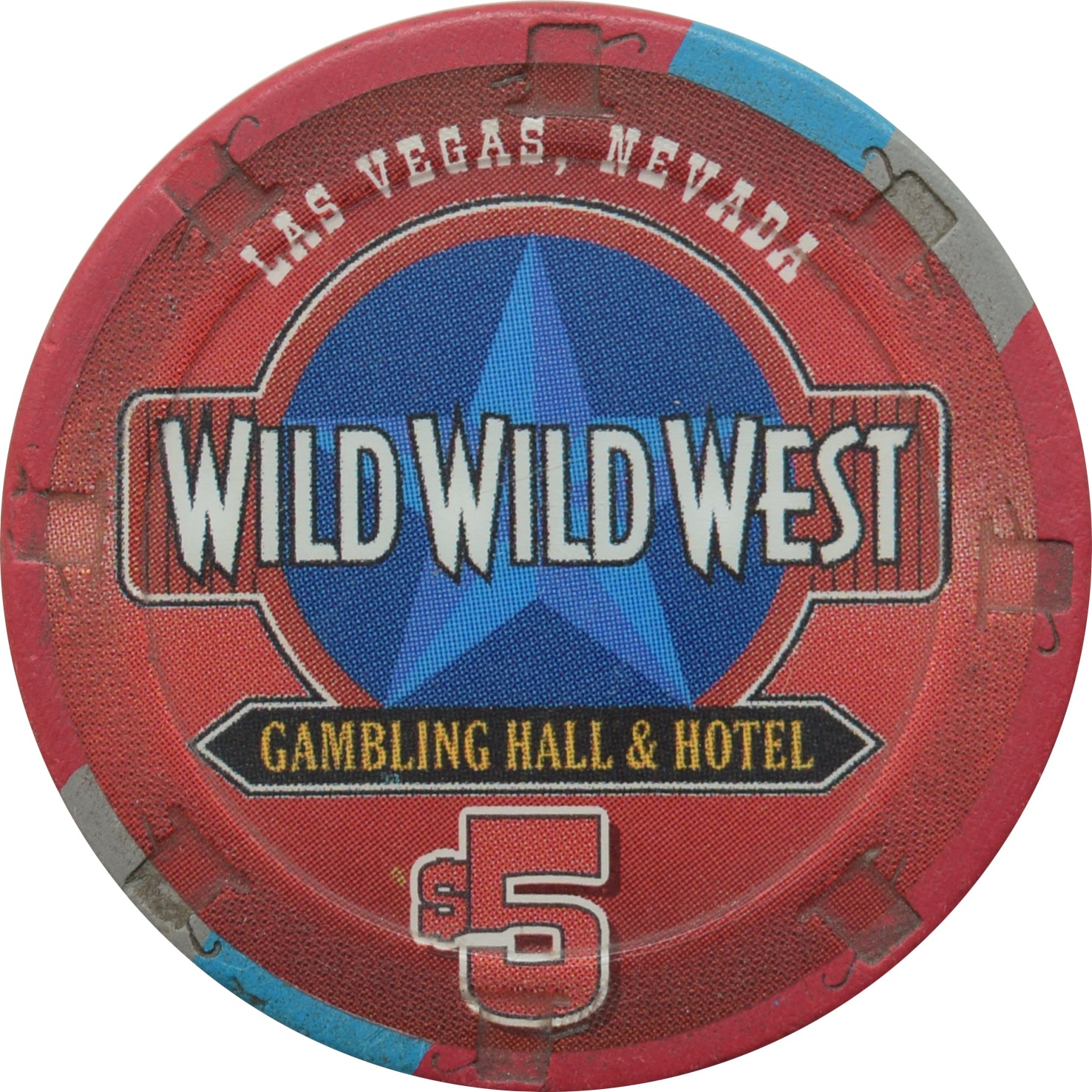 Wild Wild West Gambling Hall Las Vegas Nevada $5 Chip 1998