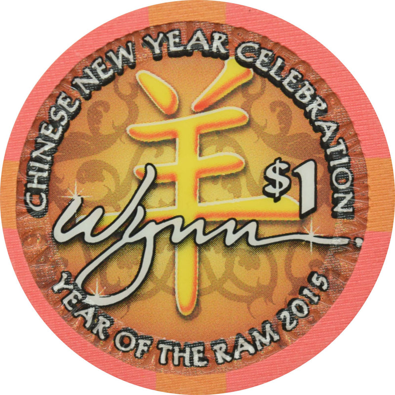 Wynn Casino Las Vegas Nevada $1 Year of the Ram Chip 2015