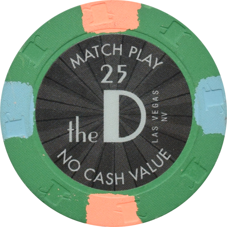 The D Casino Las Vegas Nevada $25 No Cash Value Match Play Green Chip